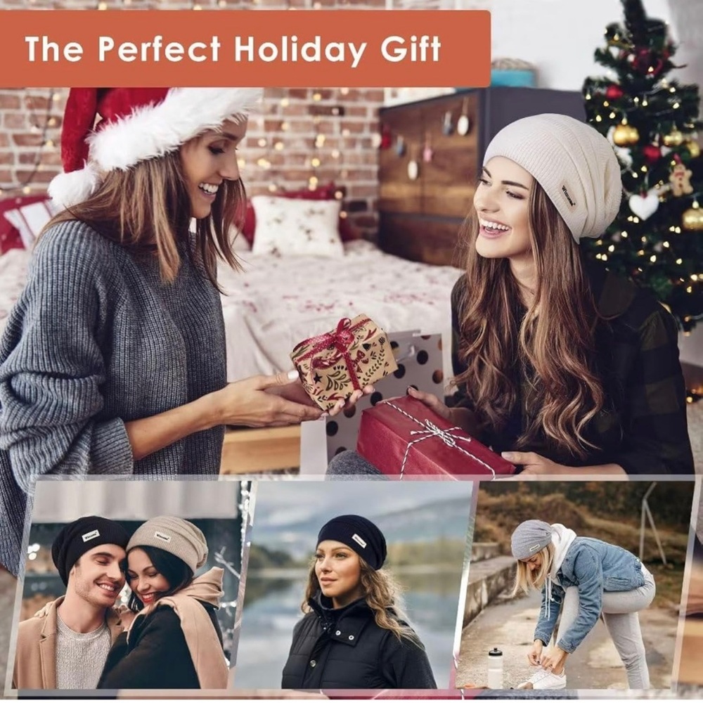 2024 60% Cashmere Slouchy Beanie for Women, Knit Beanie Hat